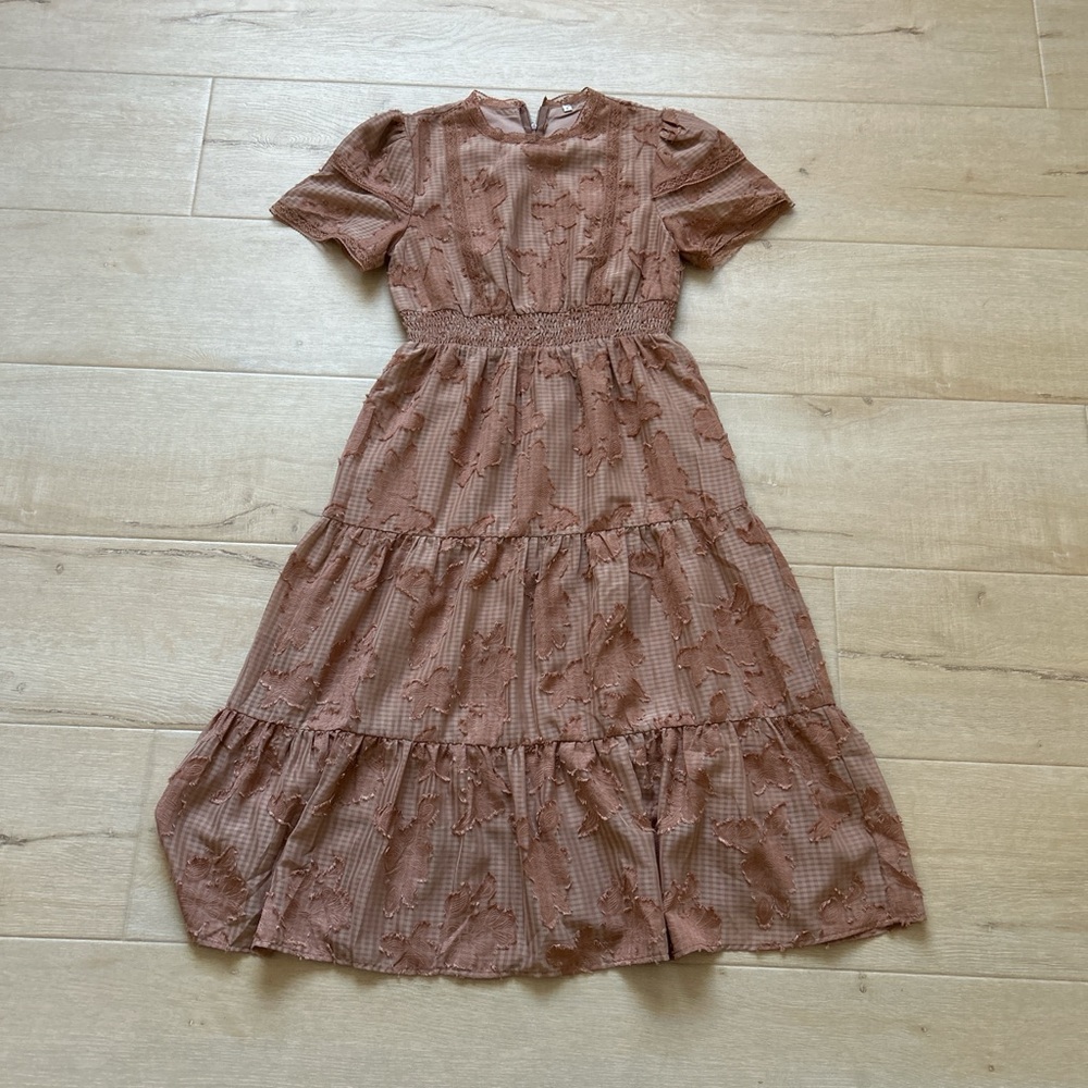 Elegant Brown Lace Dress